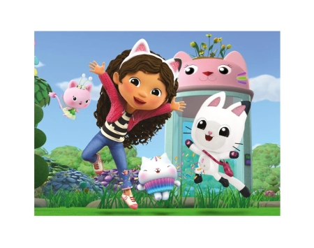 Koci Domek Gabi, Drewniane klocki obrazkowe puzzle, 12 klocków, wiek dzieci 3+