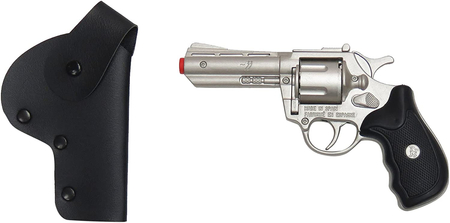 Gonher Mały Policjant – metalowy pistolet na kapiszony z kaburą + 4x kapiszony | Zestaw 2 w 1 | Prezent na Dzień Dziecka 2025