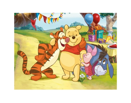 Kubuś Puchatek, Drewniane klocki obrazkowe puzzle, 12 klocków, wiek dzieci 3+