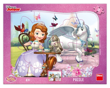 Jej Wysokość Zosia, Puzzle kształtowe w ramce z księżniczką Zosią i przyjaciółmi, 12 el. obrazek 31 x 23 cm, wiek dziecka 4+