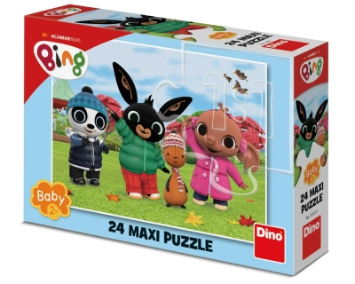 Dino Toys, Królik Bing, duże puzzle maxi Przyjaciele jesienią, 24 el. 66 x 47 cm