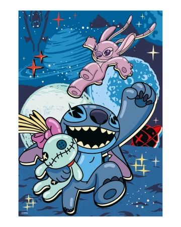 Dino Toys, Lilo i Stitch, Duże neonowe puzzle 100 el., obrazek 47 x 33 cm, świecące w ciemności kontury