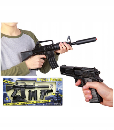 Gonher, Pistolet dla dzieci, Zestaw komandosa 5 w 1, karabin, pistolet na kapiszony, lornetka, odznaka, kabura, 446/6