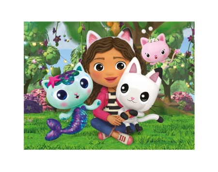 Koci Domek Gabi, Drewniane klocki obrazkowe puzzle, 12 klocków, wiek dzieci 3+