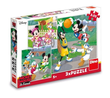 Disney, Myszka Miki, Puzzle 4w1 Sportowcy, 3 x 55 el.