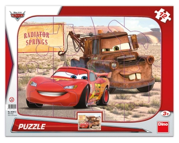 Cars Auta, Puzzle kształtowe w ramce Zygzak i Złomek, 12 el. obrazek  31 x 23 cm, wiek dziecka 3+