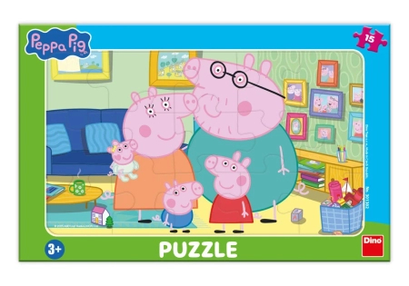 Świnka Peppa, Puzzle ramkowe Rodzina w pokoju, 15 el.