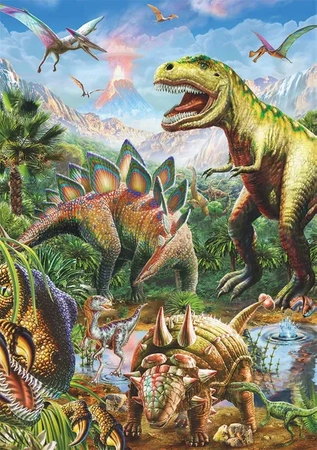 Dino Toys Dinozaury Duże puzzle XL dla dzieci 100 el. neonowe kontury