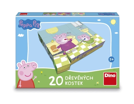 Dino Toys, Świnka Peppa, Drewniane klocki obrazkowe, 20 el.