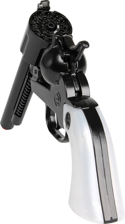 Gonher 121/6, Metalowy pistolet rewolwer czarny na kapiszony, 12 strzałowy, produkcja Hiszpania