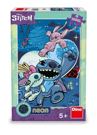 Dino Toys, Lilo i Stitch, Duże neonowe puzzle 100 el., obrazek 47 x 33 cm, świecące w ciemności kontury