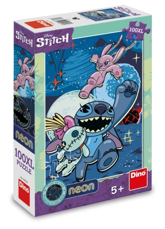 Dino Toys, Lilo i Stitch, Duże neonowe puzzle 100 el., obrazek 47 x 33 cm, świecące w ciemności kontury