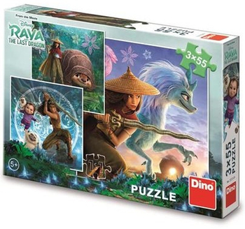 Raya i ostatni smok, Puzzle 3 w 1, 3x55 el. trzy układanki z filmu w jednym pudełku, wiek dziecka 5+