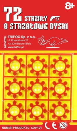 Trifox, Kapiszony na dyskach 8/72, do pistoletów na kapiszony, spłonka, naboje