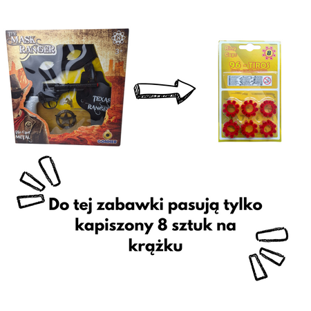 Gonher 680/6, Zestaw kowboja, Zamaskowany Strażnik Teksasu, Pistolet na kapiszony 8 strzałowy, maska, gwiazda strażnika, kabura, zabawka militarna wyprodukowana w Hiszpanii