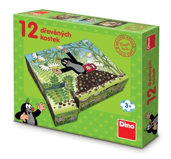 Dino Toys, Krecik i Przyjaciele, Drewniane klocki obrazkowe Towarzysze Krecika, 12 klocków