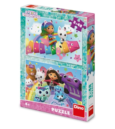 Dino Toys, Koci Domek Gabi, Puzzle dla dzieci Tęcza, 2 x 48 el.