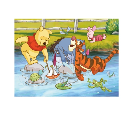 Kubuś Puchatek, Drewniane klocki obrazkowe puzzle, 12 klocków, wiek dzieci 3+