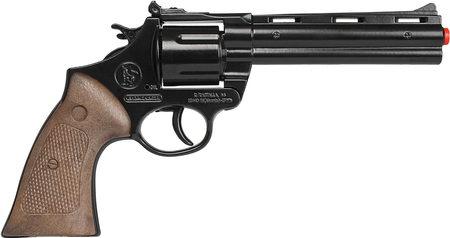 Gonher, Pistolet dla dzieci na kapiszony, metalowy rewolwer policyjny, czarny, 12 strzałowy, można używać z kapiszonami, solidny, duży, 123/6