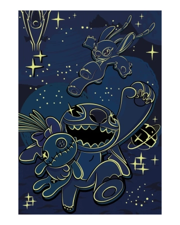 Dino Toys, Lilo i Stitch, Duże neonowe puzzle 100 el., obrazek 47 x 33 cm, świecące w ciemności kontury