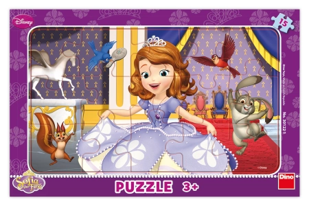 Disney Junior, Jej Wysokość Zosia, Puzzle ramkowe 15 el. wymiary obrazka 25 x 15 cm,, wiek dziecka 3+