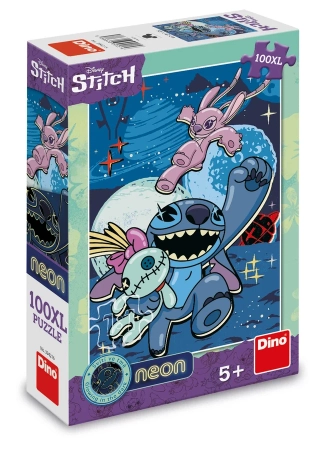 Dino Toys, Lilo i Stitch, Duże neonowe puzzle 100 el., obrazek 47 x 33 cm, świecące w ciemności kontury