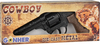 Gonher, Mały Kowboj, Pistolet rewolwer z otwieranym bębenkiem na 8 naboi, metalowy, wykonany w Hiszpanii, wiek dziecka 3+