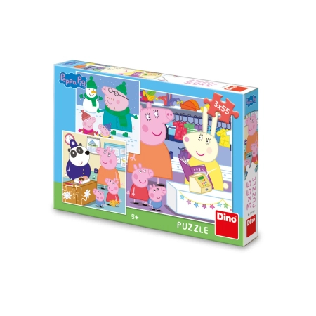 Dino Toys, Świnka Peppa, Zestaw puzzle 3-w-1, Wesołe popołudnie, 3 x 55 el., dla dzieci w wieku 5+