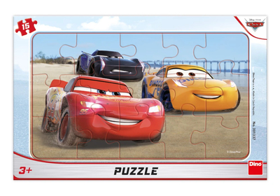 Auta Cars, Puzzle ramkowe Wyścig, 15 el., dla dzieci w wieku 3+