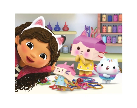 Koci Domek Gabi, Drewniane klocki obrazkowe puzzle, 12 klocków, wiek dzieci 3+