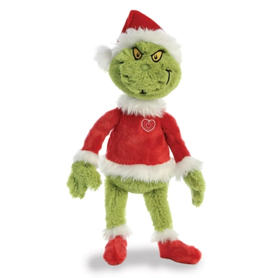 Grinch, Maskotka pluszowa zielony Grinch w stroju Świętego Mikołaja, wysoka jakość pluszu, oryginalny, wys. ok. 48 cm