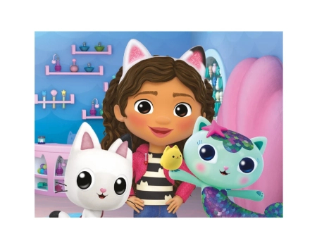 Koci Domek Gabi, Drewniane klocki obrazkowe puzzle, 12 klocków, wiek dzieci 3+