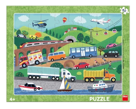 Dino Toys, Puzzle ramkowe Pojazdy, 40 el.