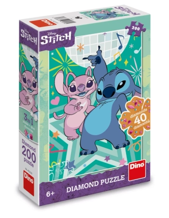 Disney, Stitch, puzzle z diamencikami, 200 el., obrazek 33 x 47 cm