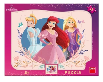 Disney, Księżniczki, Puzzle ramkowe 3 księżniczki, 12 el.
