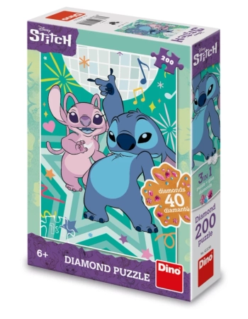 Disney, Stitch, puzzle z diamencikami, 200 el., obrazek 33 x 47 cm