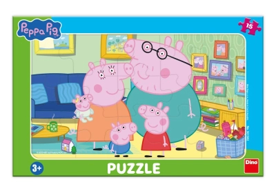 Świnka Peppa, Puzzle ramkowe Rodzina w pokoju, 15 el.