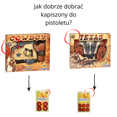 Gonher 121/6, Metalowy pistolet rewolwer czarny na kapiszony, 12 strzałowy, produkcja Hiszpania