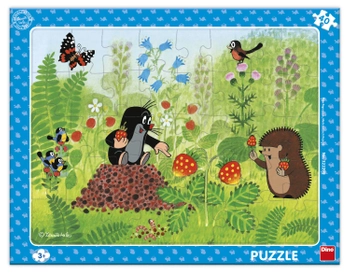Krecik i Przyjaciele, Puzzle ramkowe Krecik i poziomki, 40 el., obrazek o wymiarach 37x29 cm, dla dzieci w wieku 3+
