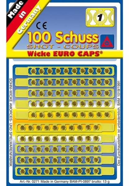 Wicke, Kapiszony do dubeltówek i strzelb firmy Gonher, 100 strzałów, kod 100/01