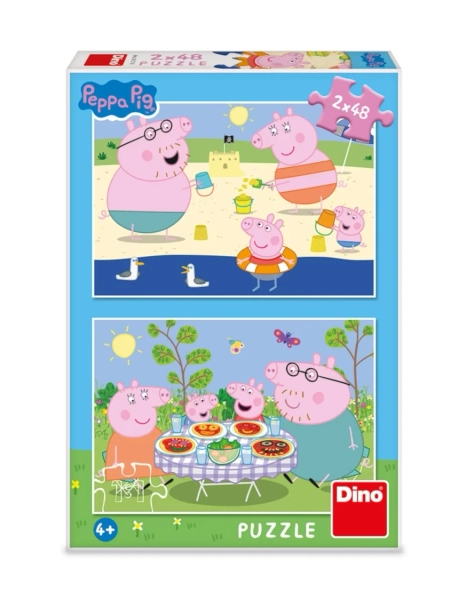 Świnka Peppa, puzzle 2w1, Peppa na wakacjach, 2 x 48 el.